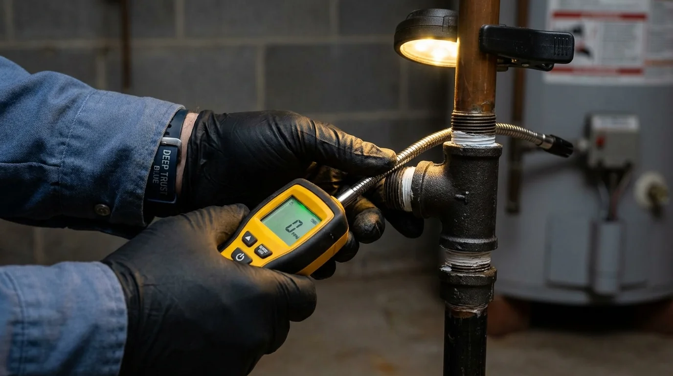 Gas leak detection with electronic sniffer by Johns Plumbing LLC in Manor